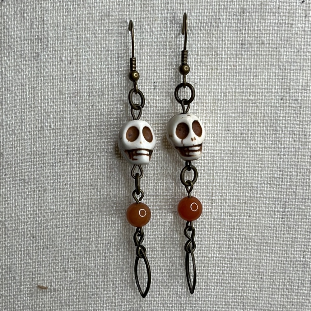 BoHo style skull earrings day of the dead earrings